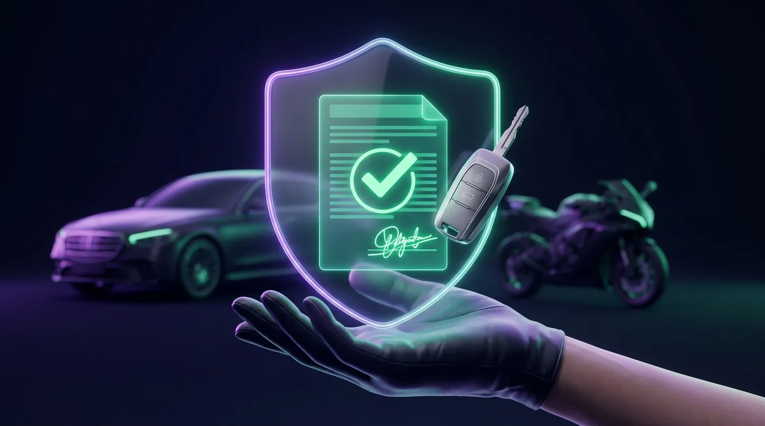 DealerDocs — a car key beside a digitally created vehicle sale agreement